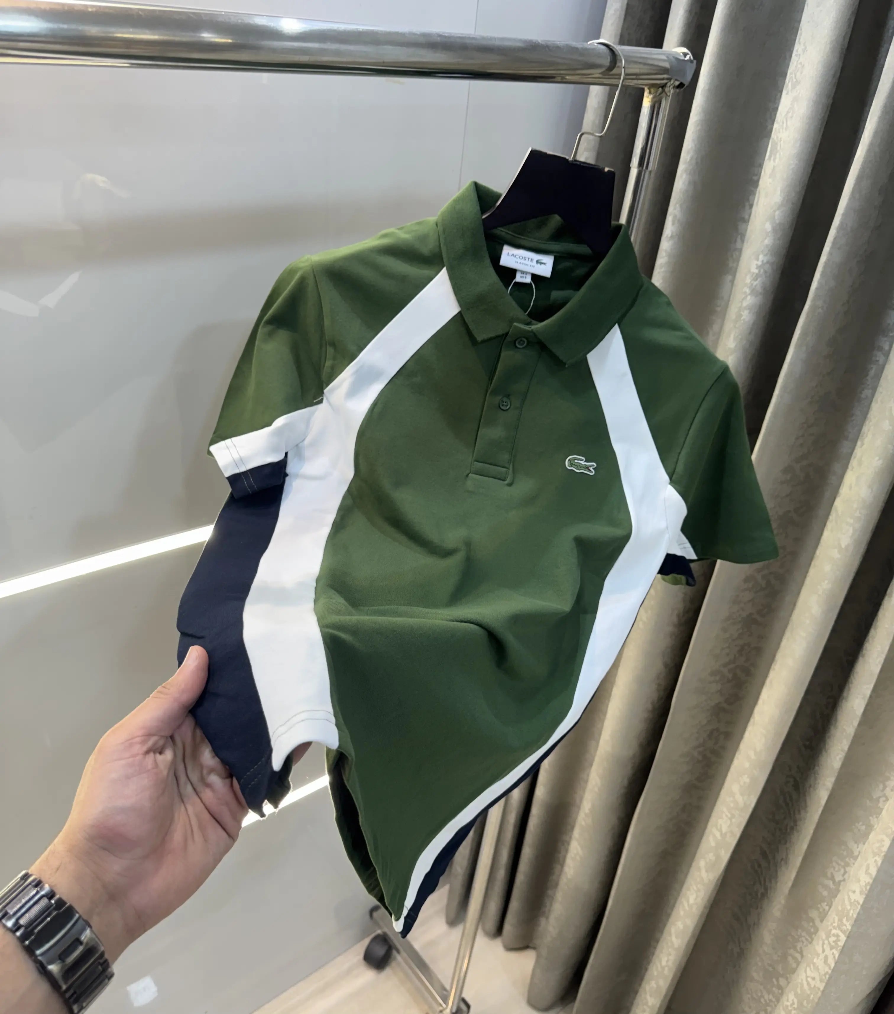 Lacost e Green Embroidery Logo Premium Polo T-Shirt
