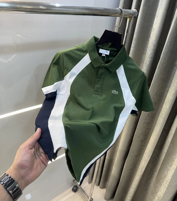 Lacost e Green Embroidery Logo Premium Polo T-Shirt