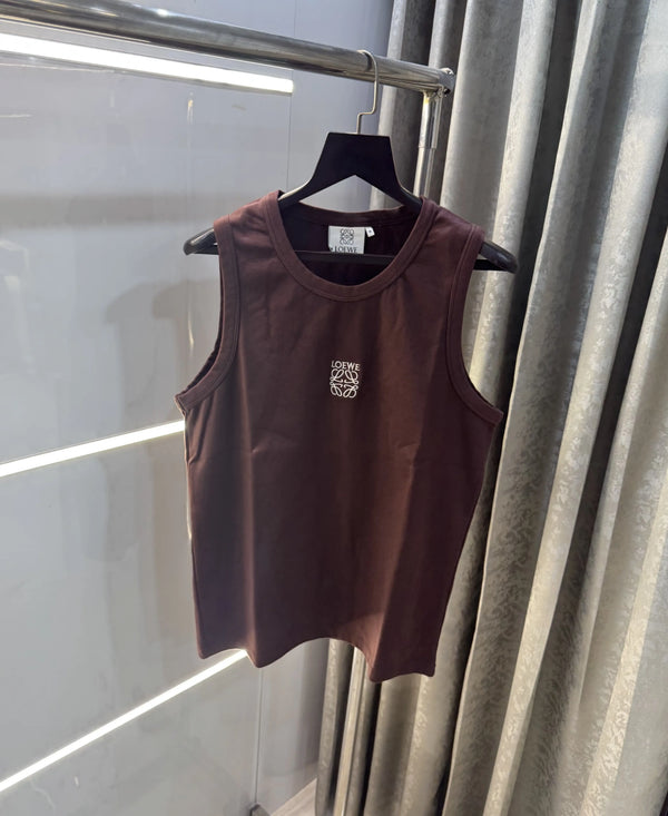 Loewe Brown Embroidery Logo Premium Sando