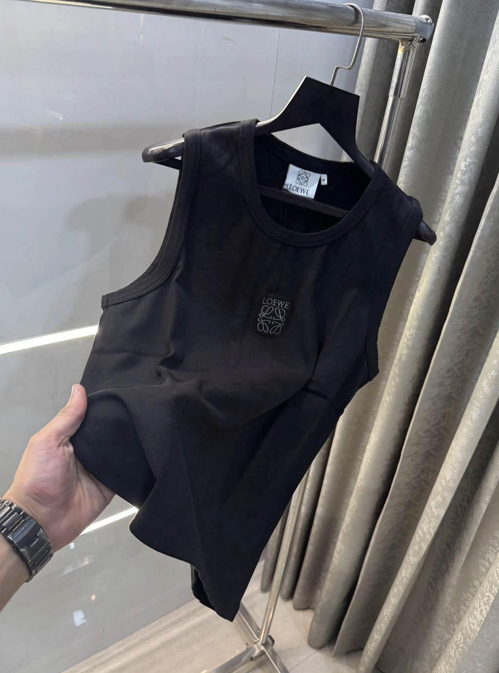 Loewe Black Embroidery Logo Premium Sando