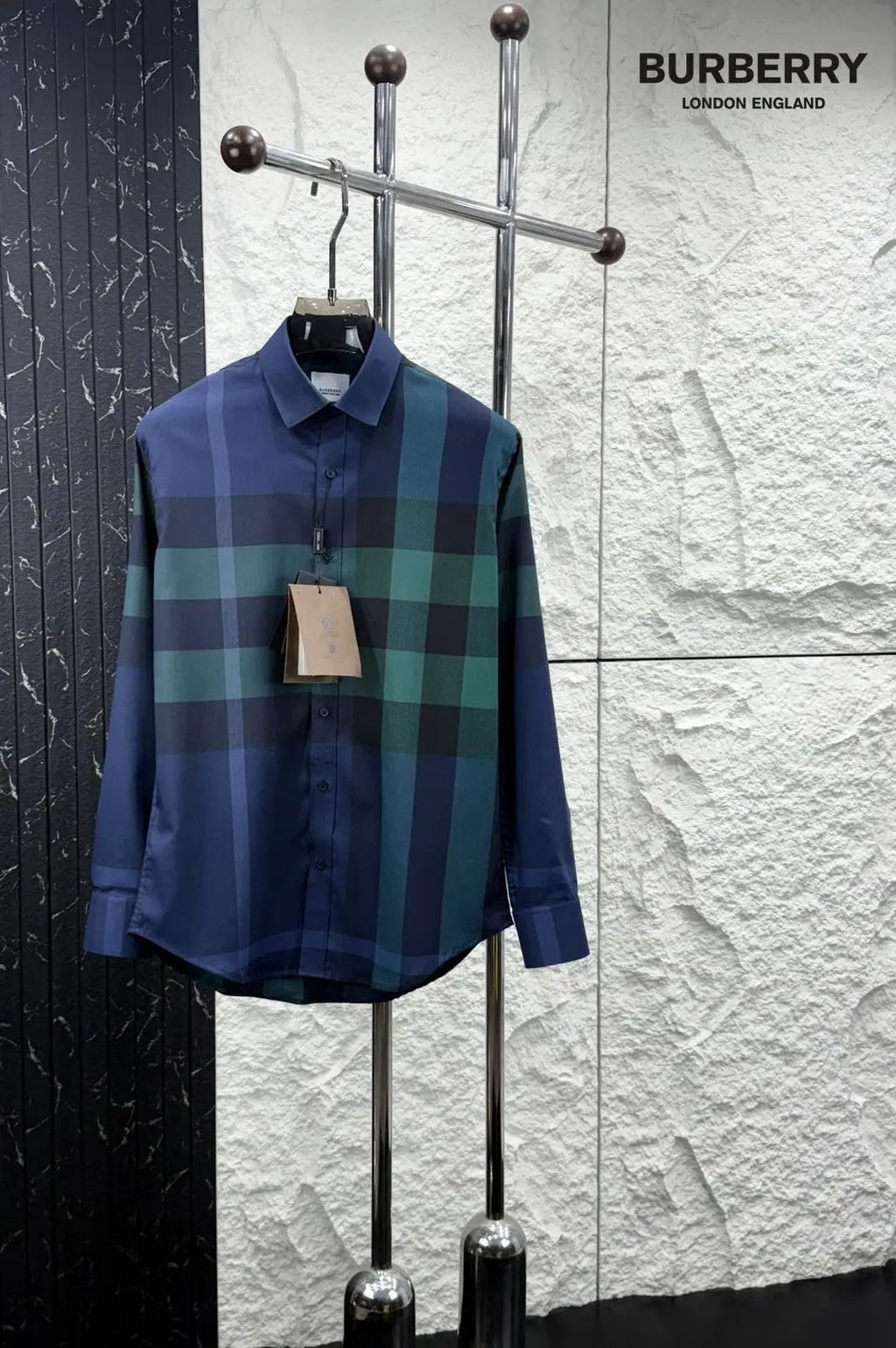 Burberr y Design 2 Checks Premium Shirt With Original Bo_-x Packing