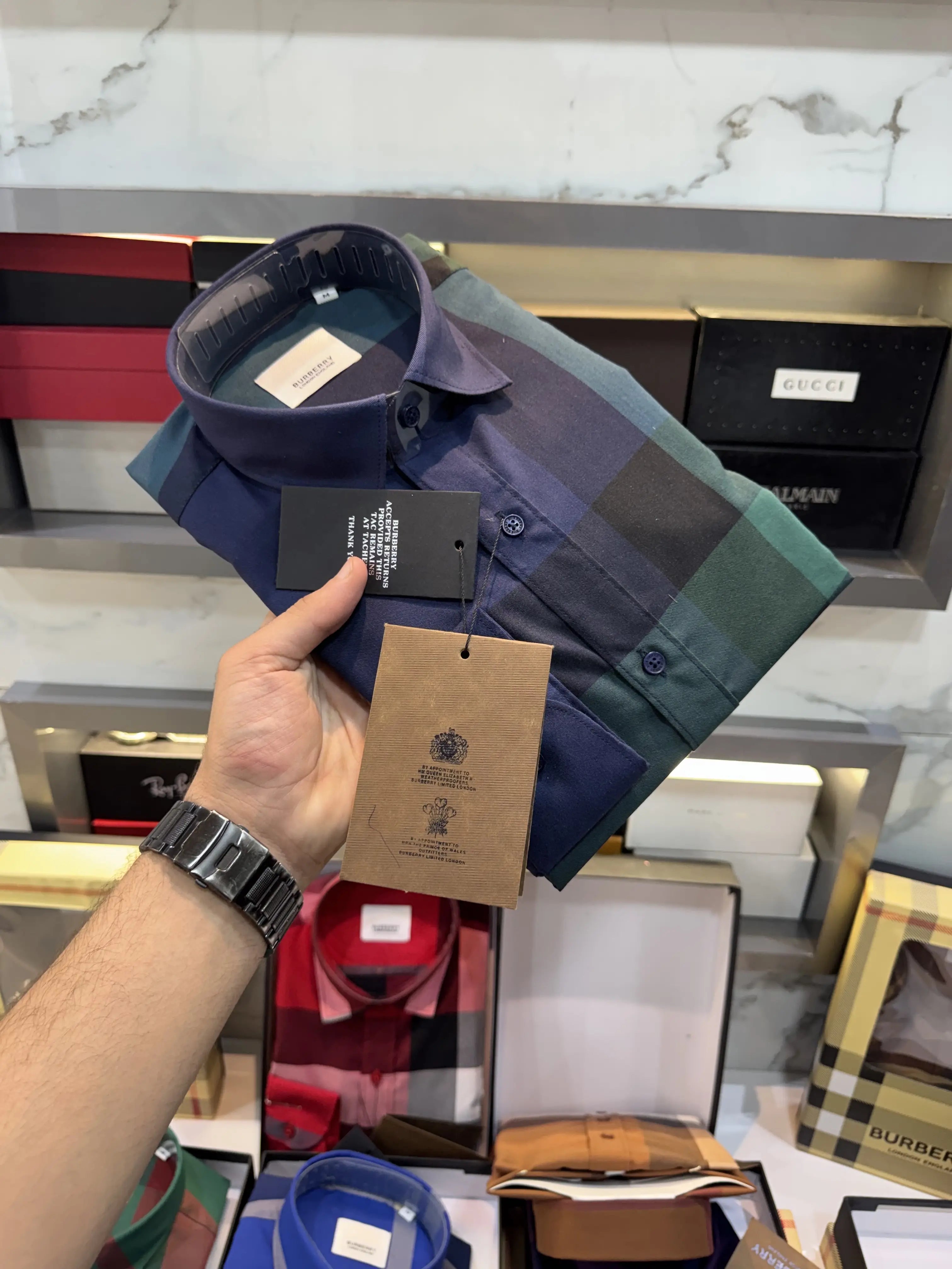 Burberr y Design 2 Checks Premium Shirt With Original Bo_-x Packing