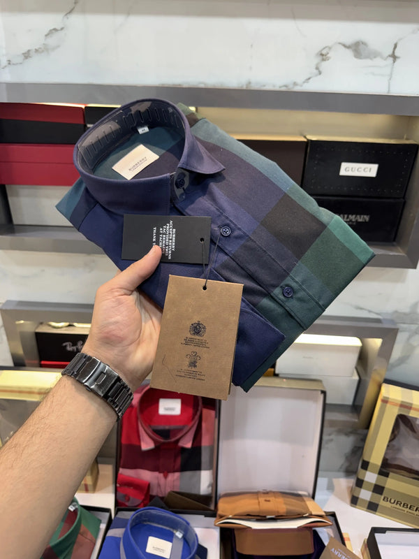 Burberr y Design 2 Checks Premium Shirt With Original Bo_-x Packing