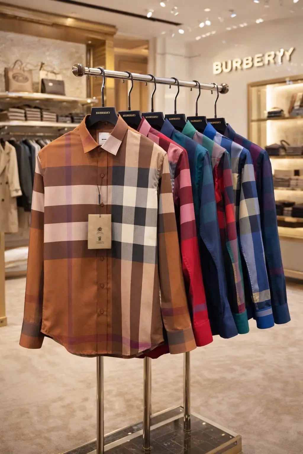 Burberr y Design 2 Checks Premium Shirt With Original Bo_-x Packing