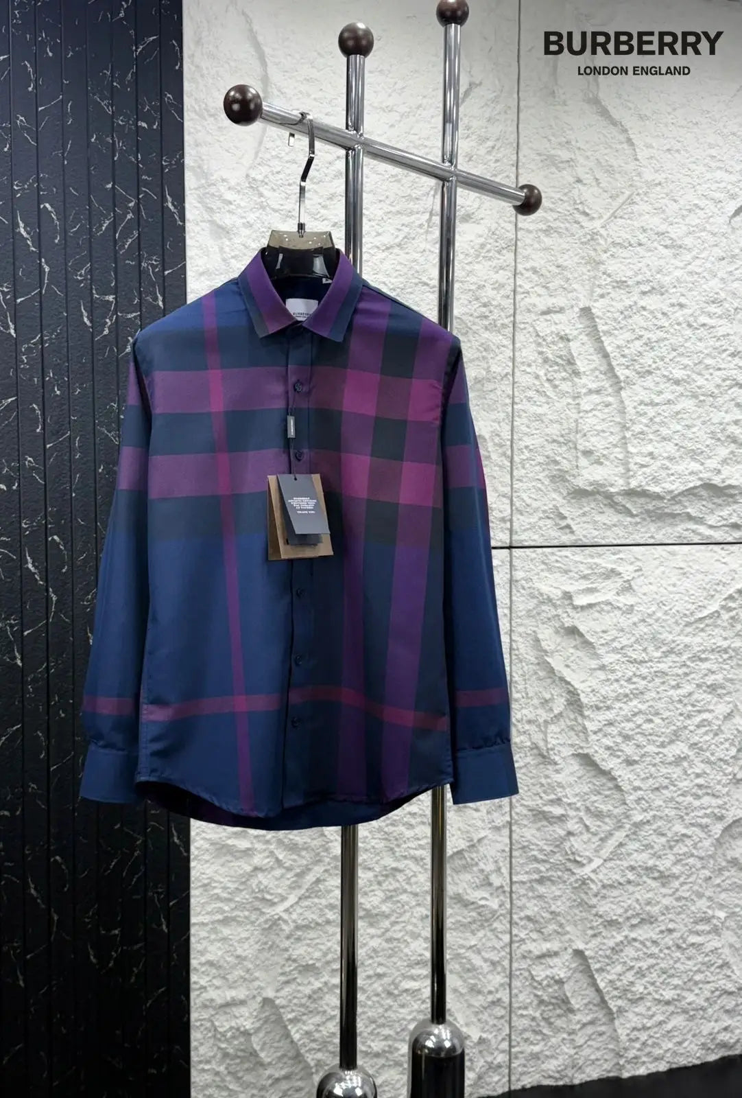 Burberr y Design 3 Checks Premium Shirt With Original Bo_-x Packing