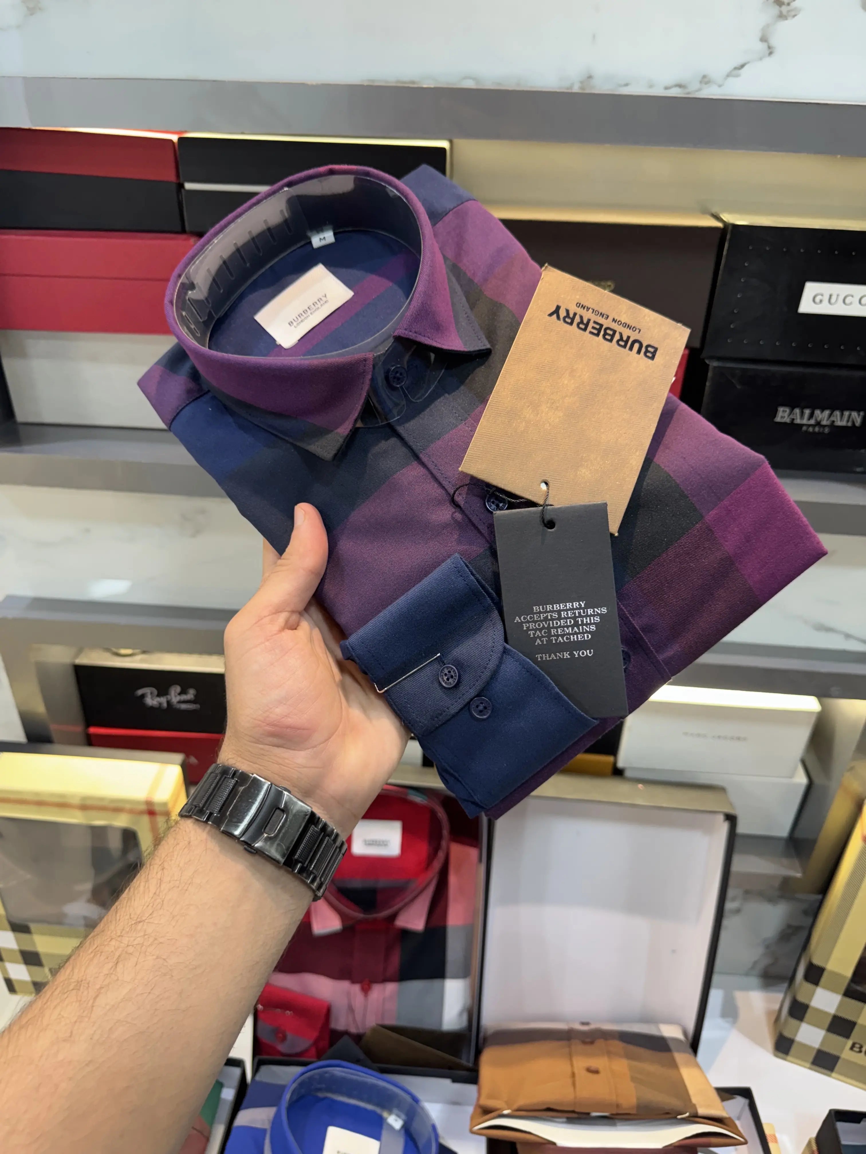 Burberr y Design 3 Checks Premium Shirt With Original Bo_-x Packing Secondary image