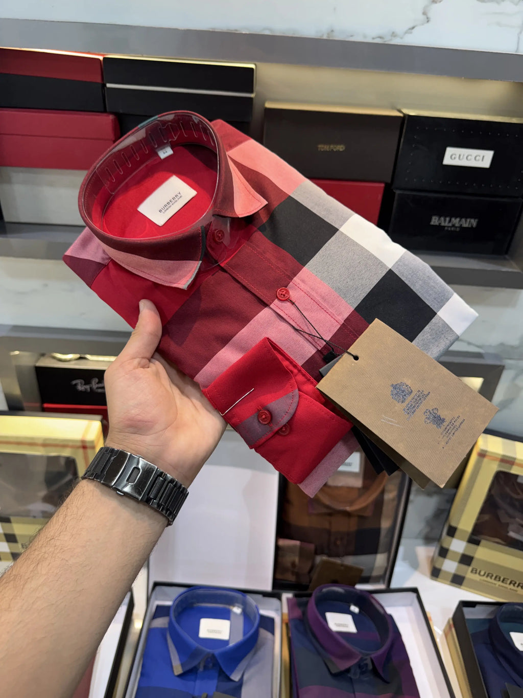 Burberr y Design 5 Checks Premium Shirt With Original Bo_-x Packing