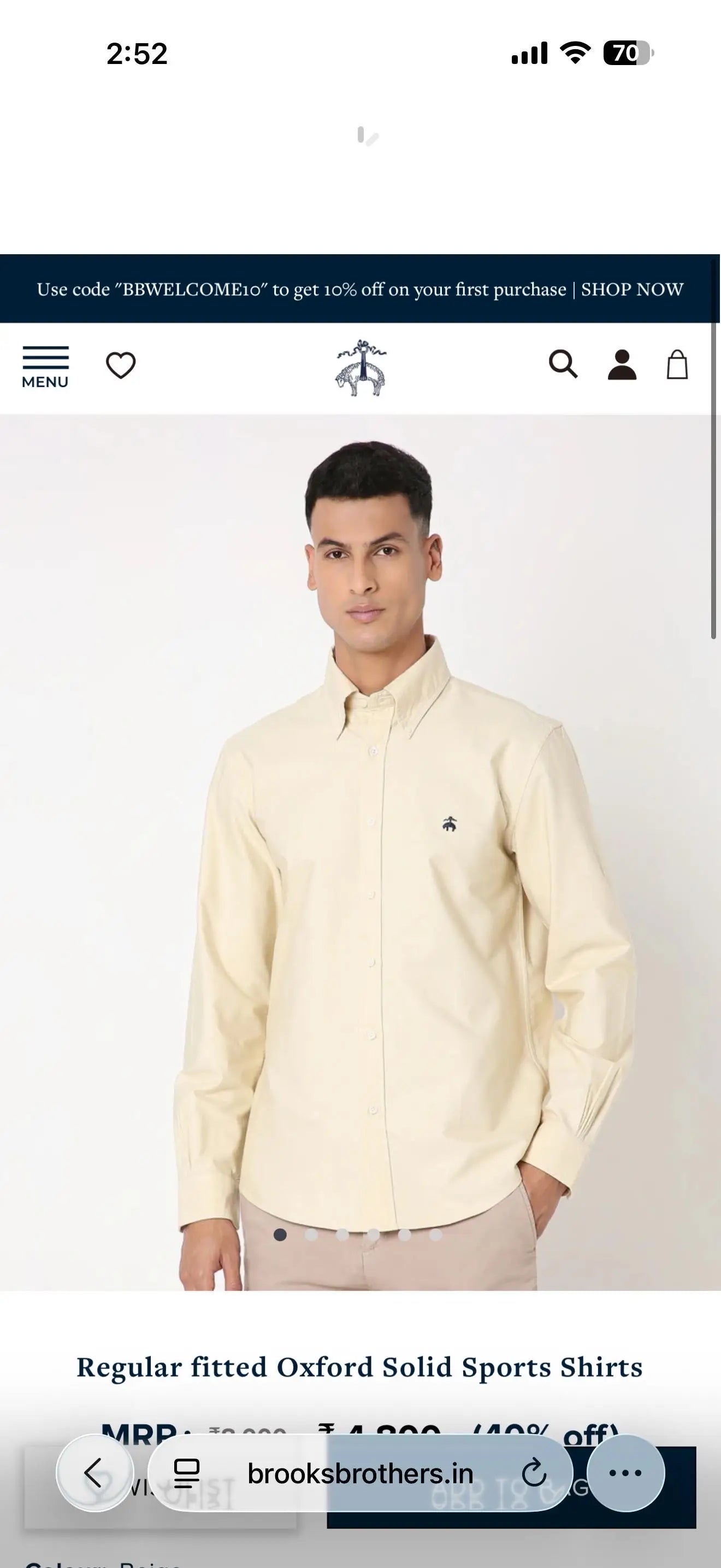 Brooks Brother Yellow Oxford Premium Shirt Main image