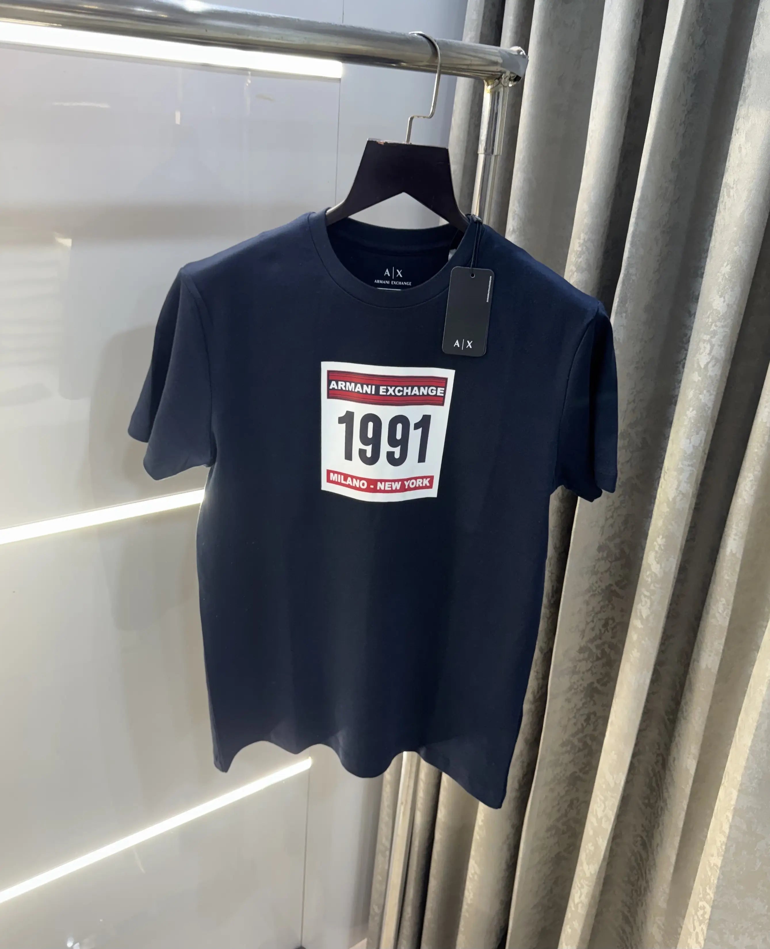 Arman i Exchange Navy Blue Logo Print Imported T-Shirt Main image