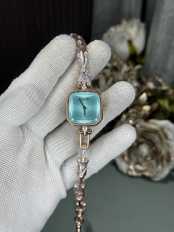 Chane l Diamond Cut Rose Gold Tiffany Blue Premium Ladies Watch