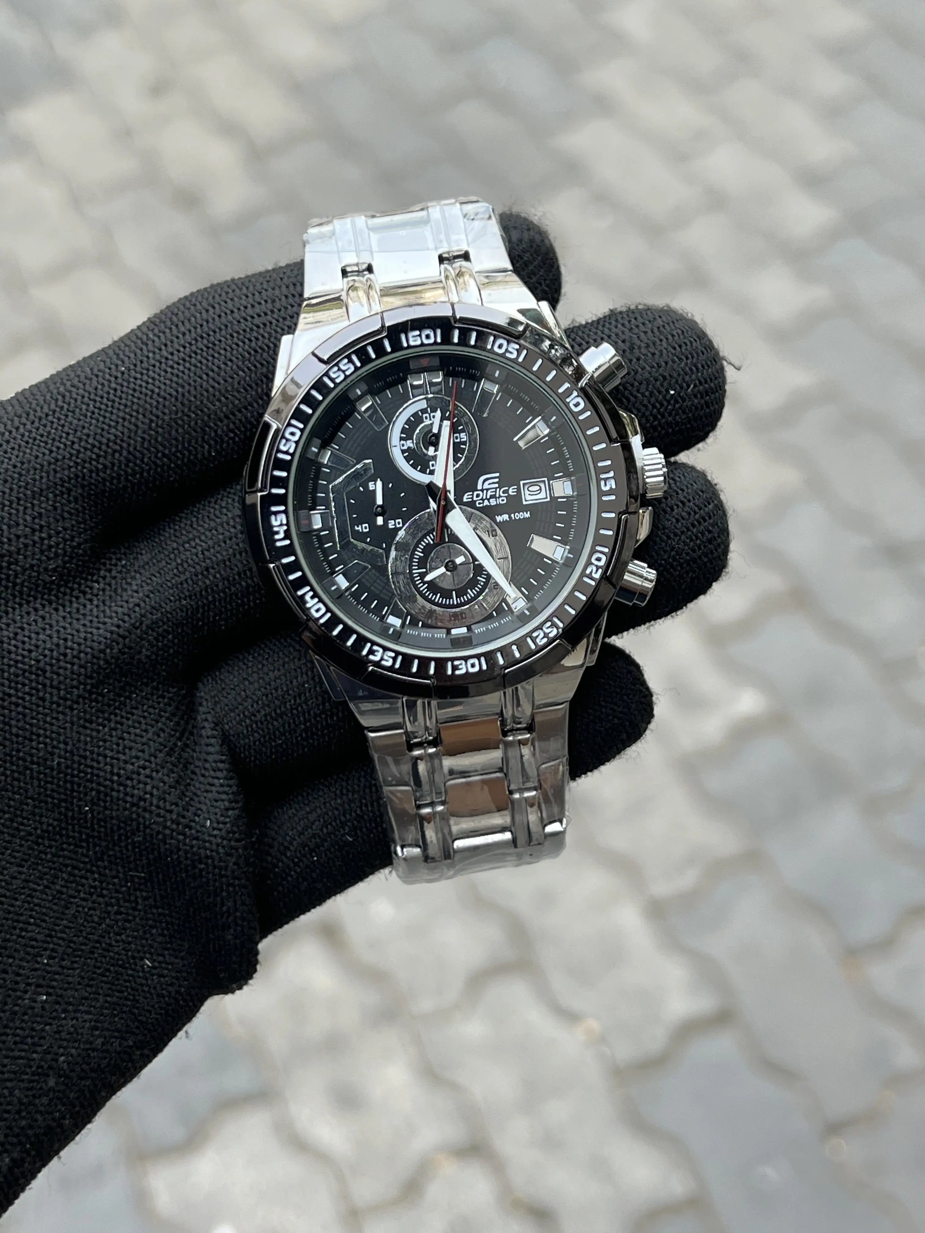 Edific_e Casio Silver Black