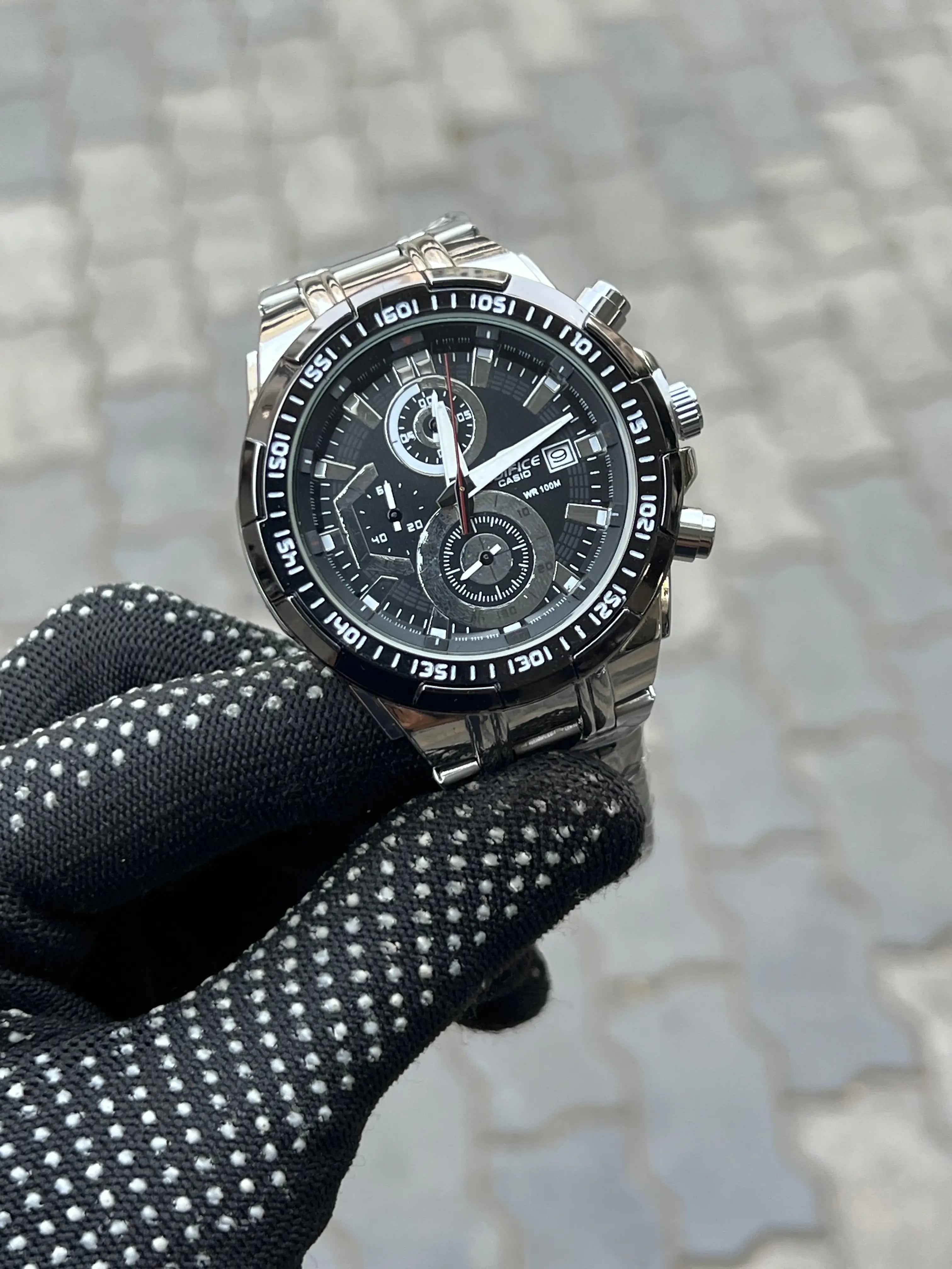 Edific_e Casio Silver Black