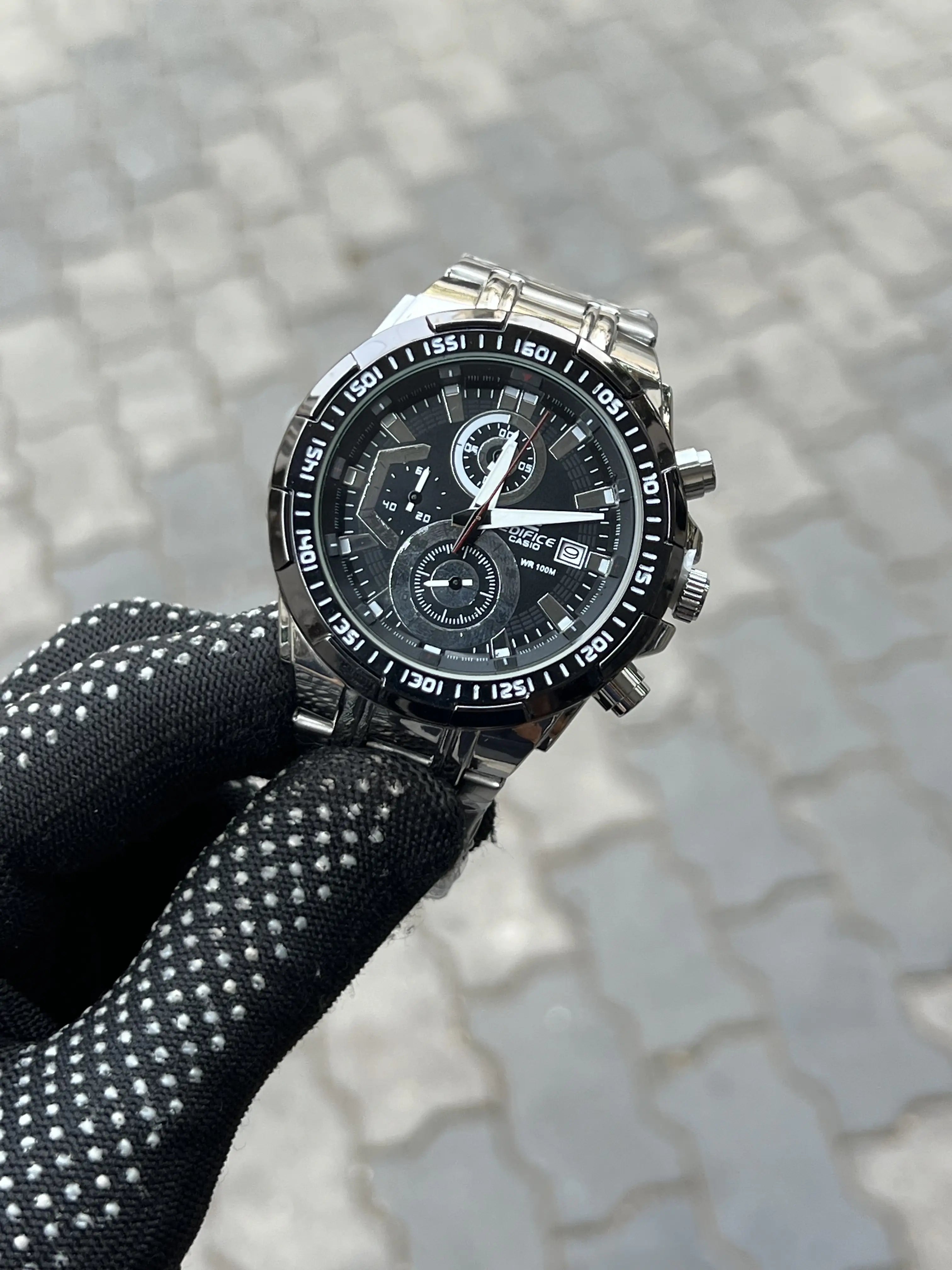 Edific_e Casio Silver Black