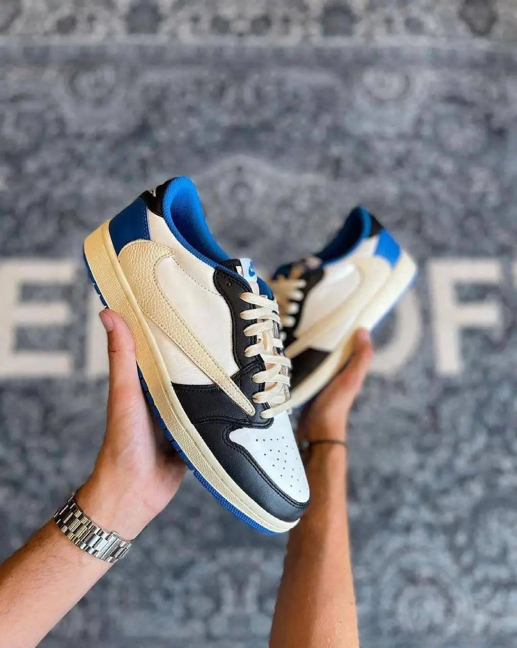 Nikee Air Jordan Retro 1 Low Fragment X Travis Scott WOMEN S (SEMI UA)With PLASTIC PACKING