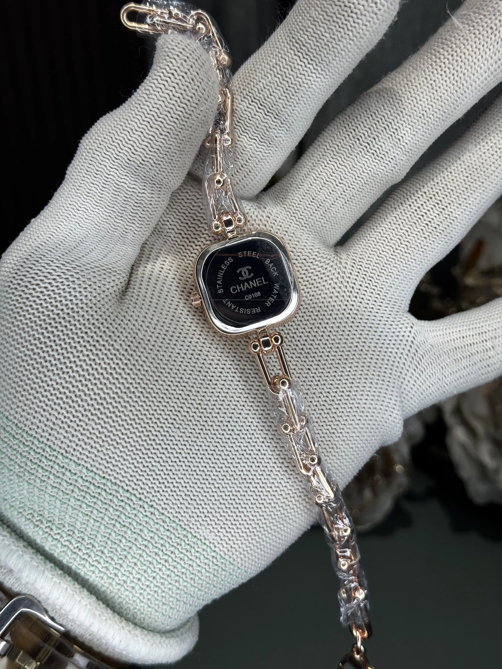 Chane l Diamond Cut Rose Gold Green Premium Ladies Watch