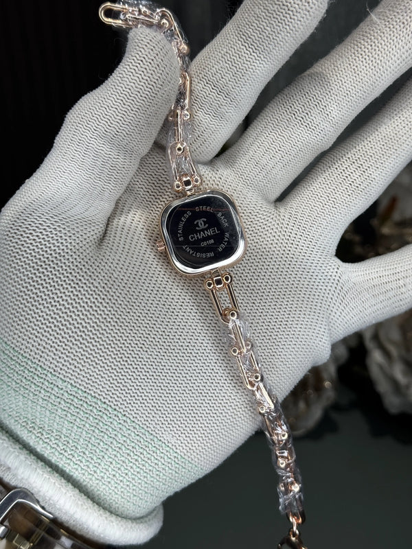 Chane l Diamond Cut Rose Gold Green Premium Ladies Watch
