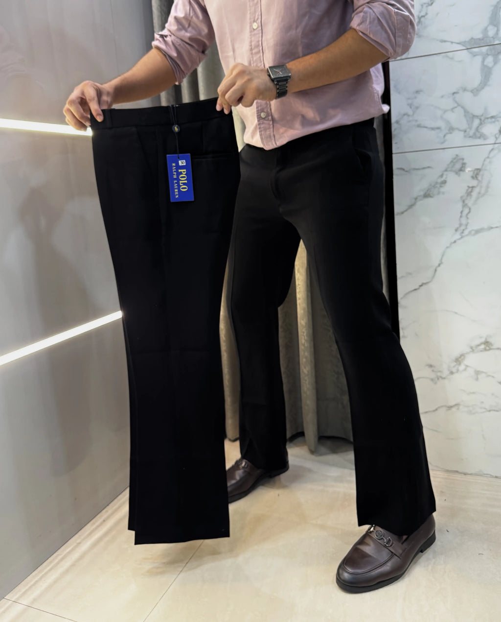 Ralp h  Lauren Jet Black Imported Boot Cut Trouser