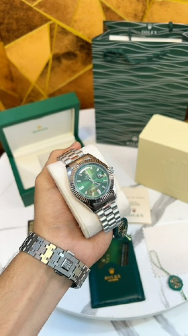 Rolex Day Date Diamond Silver/Green