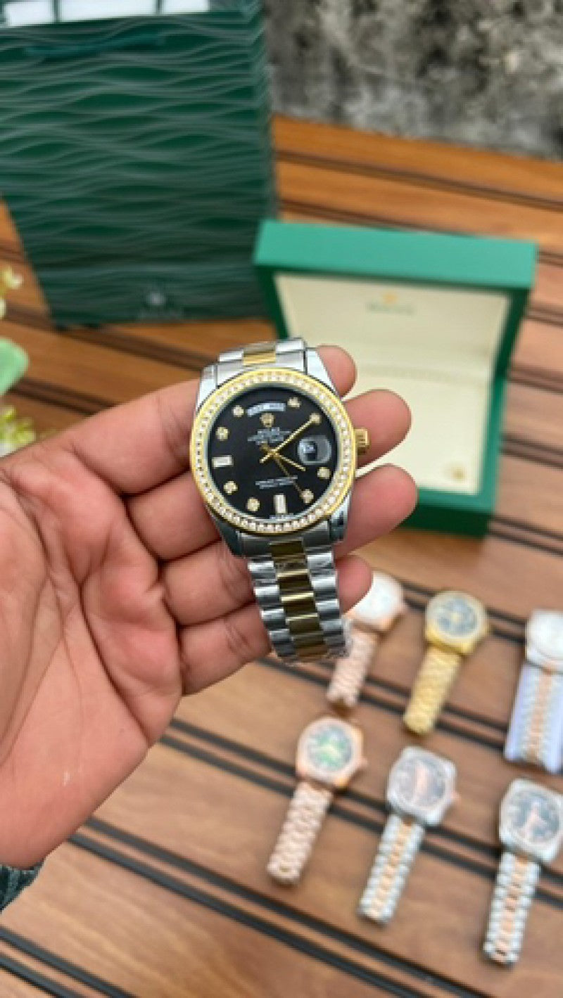 Rolex Day Date Diamond Dualtone/Bla