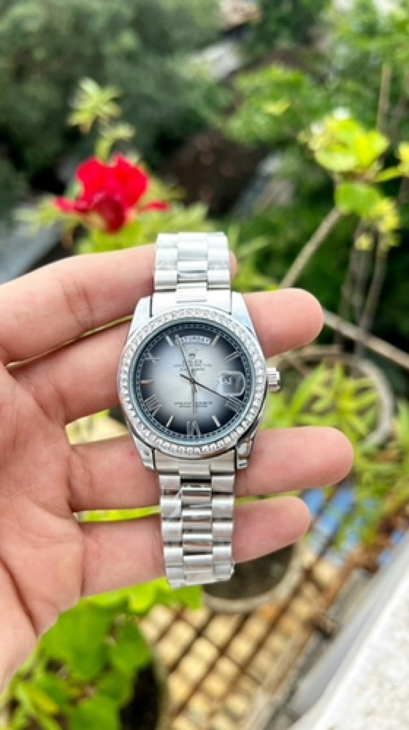 Rolex Day Date Diamond Silver/Black