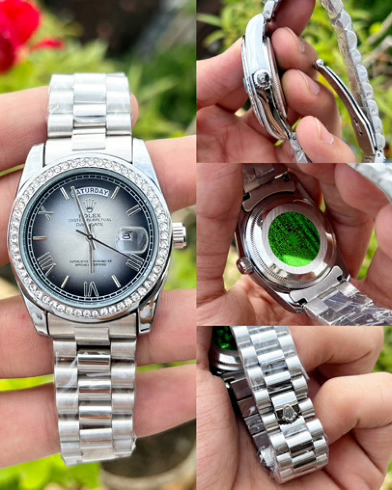 Rolex Day Date Diamond Silver/Black