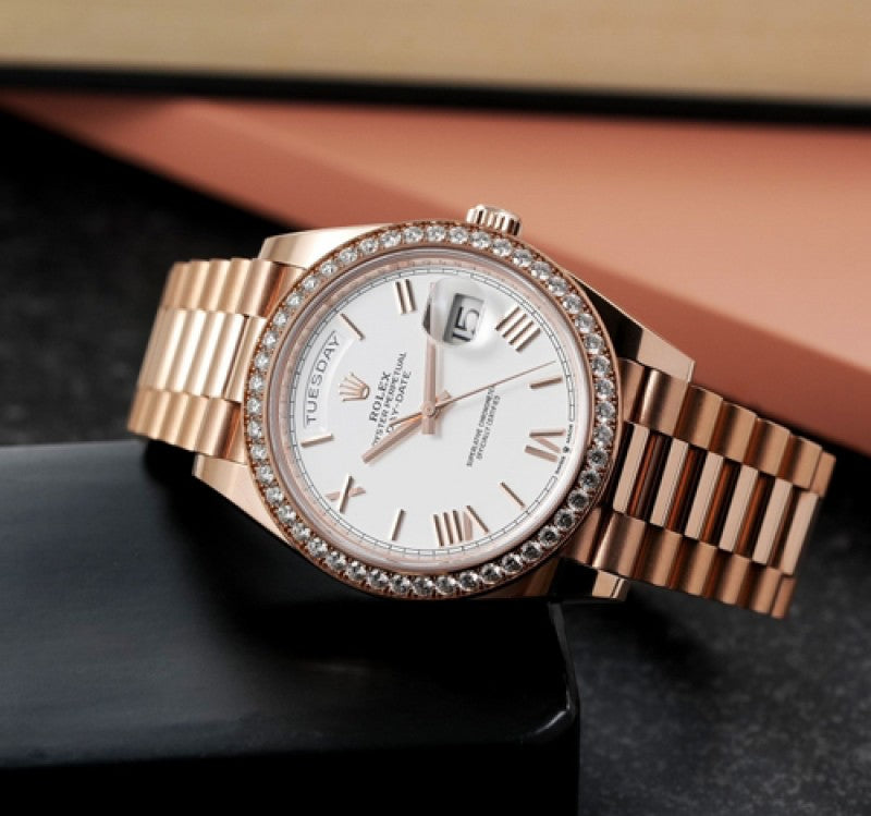 Rolex Day Date Diamond Rosegold/Whi