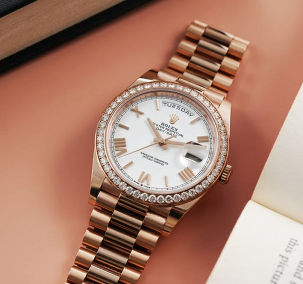 Rolex Day Date Diamond Rosegold/Whi