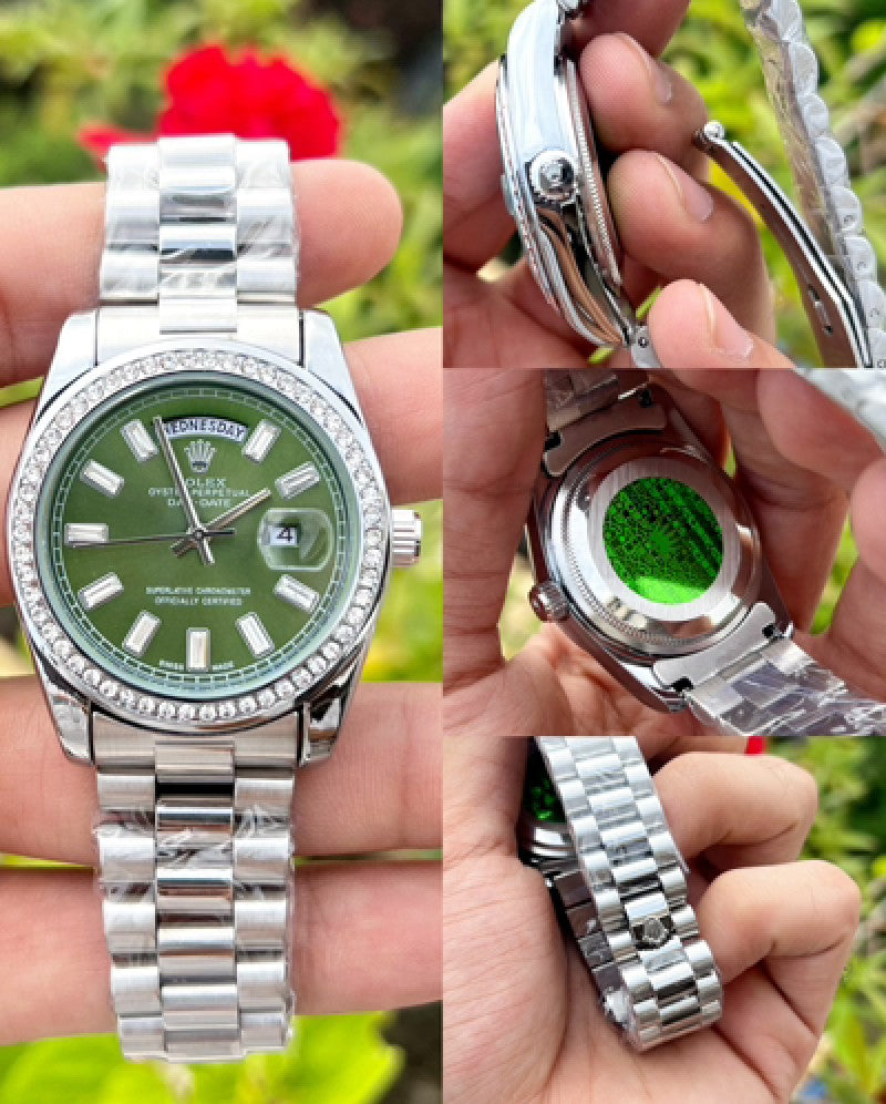 Rolex Day Date Diamond Silver/Green Main image