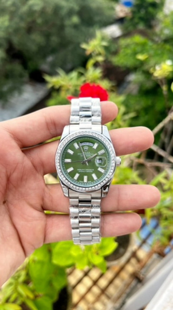 Rolex Day Date Diamond Silver/Green
