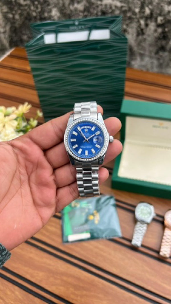Rolex Day Date Diamond Silver/Blue