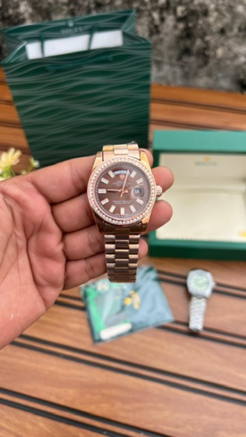 Rolex Day Date Diamond Rosegold/Bro