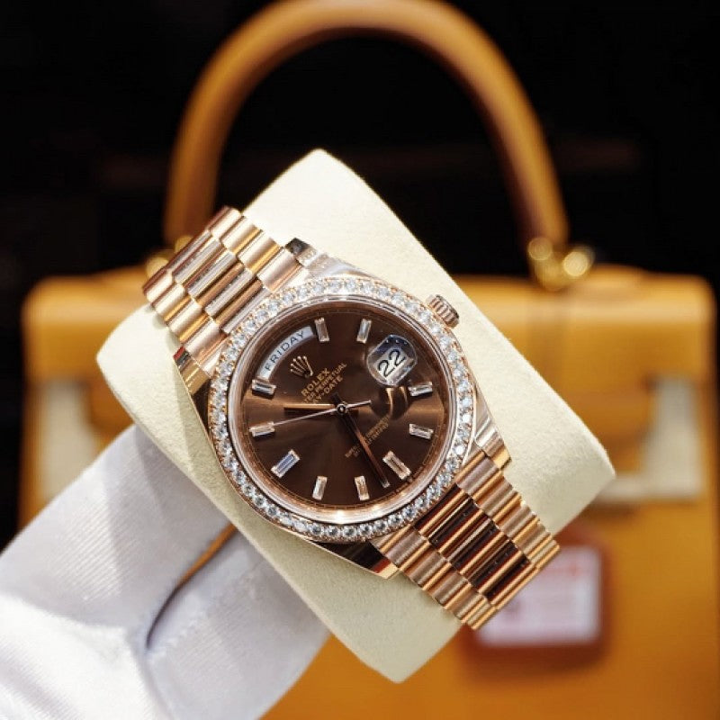 Rolex Day Date Diamond Rosegold/Bro