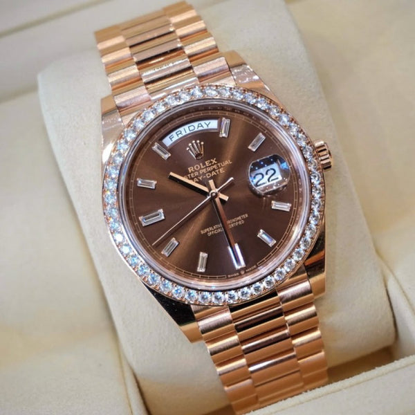 Rolex Day Date Diamond Rosegold/Bro