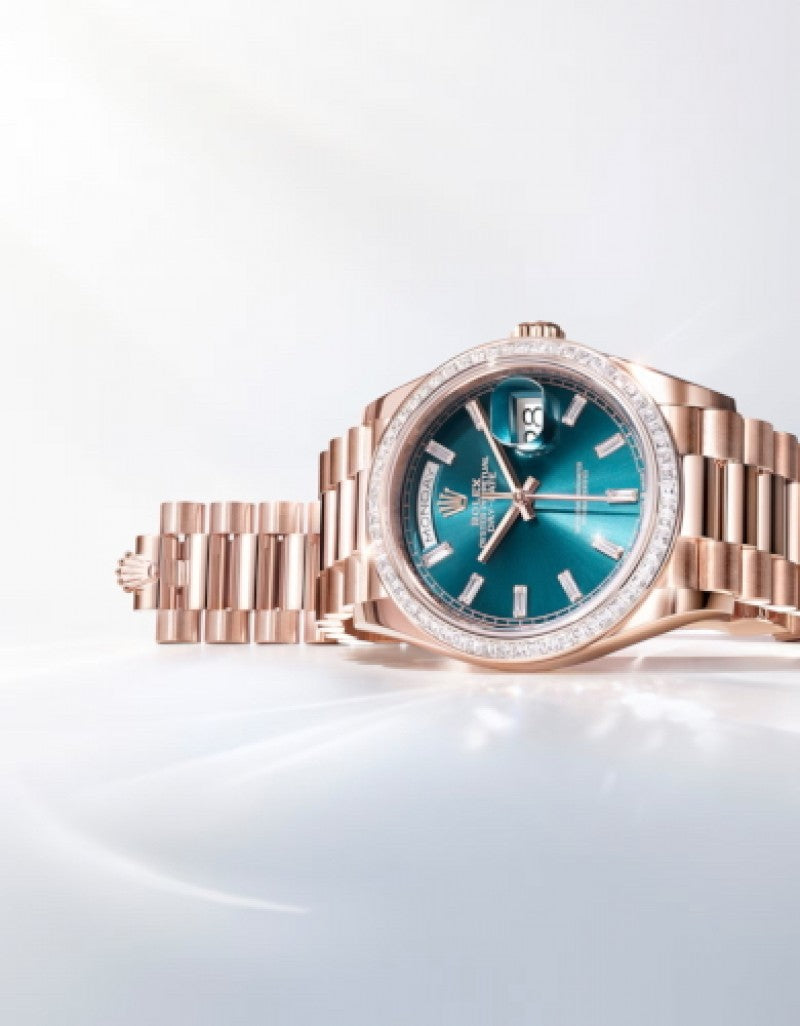 Rolex Day Date Diamond Rosegold/Blu