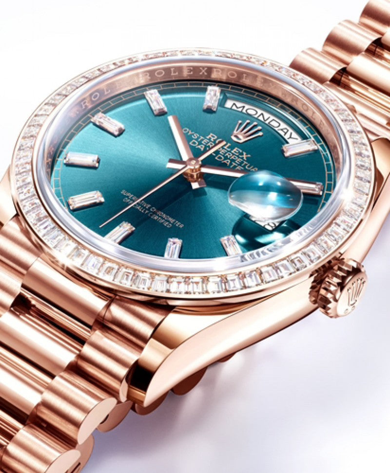 Rolex Day Date Diamond Rosegold/Blu