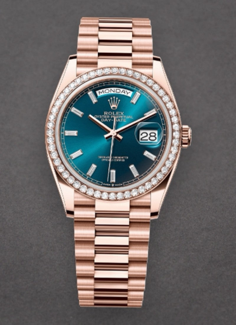Rolex Day Date Diamond Rosegold/Blu