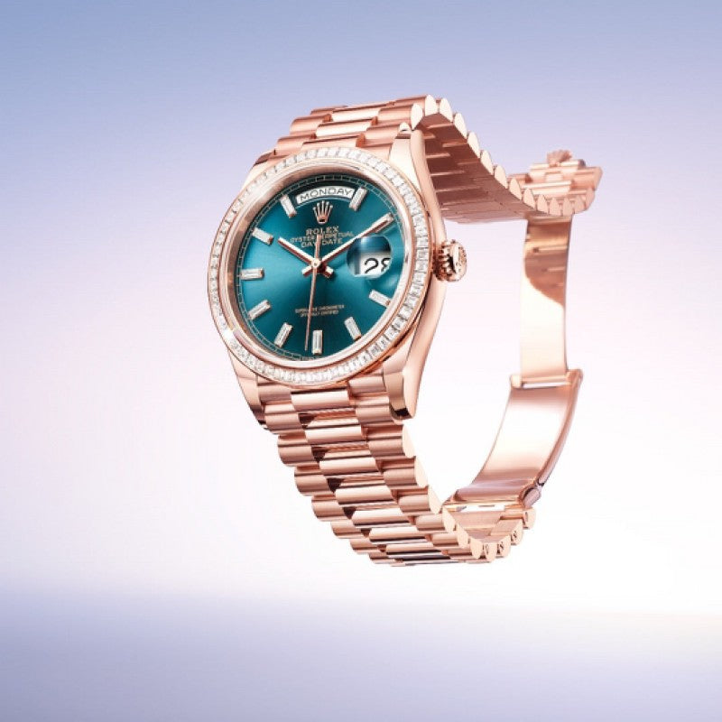 Rolex Day Date Diamond Rosegold/Blu
