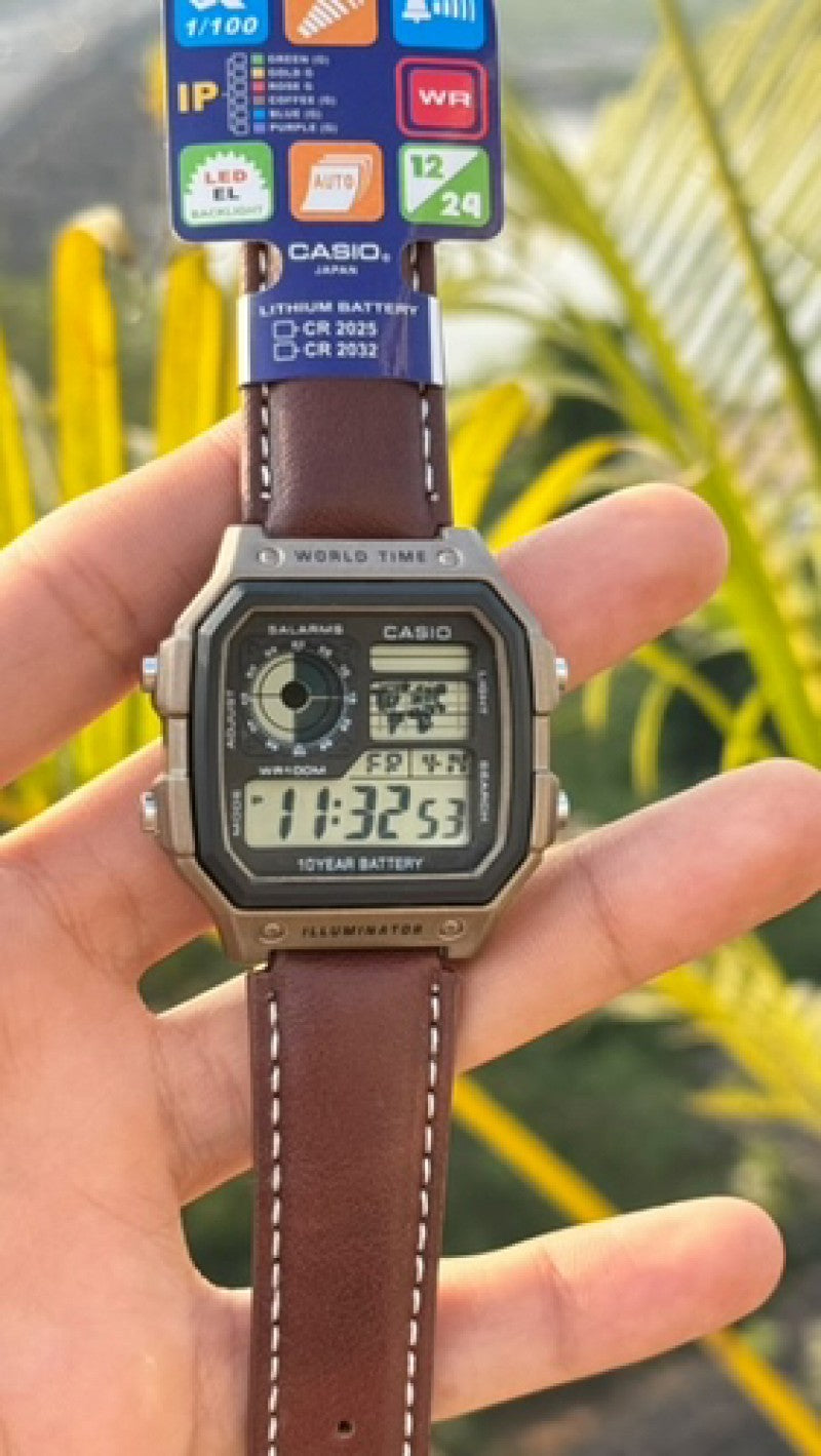 CASIO 1200 leather strap metal body