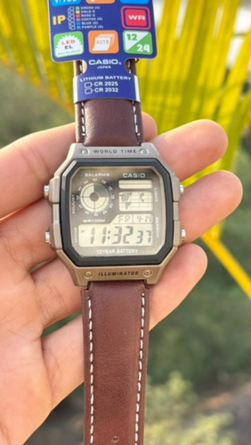 CASIO 1200 leather strap metal body