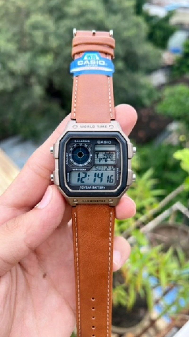 CASIO 1200 leather strap metal body
