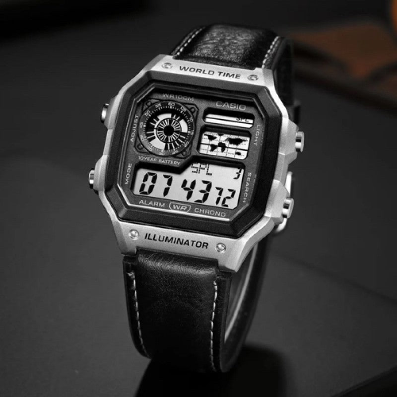 CASIO 1200 leather strap metal body