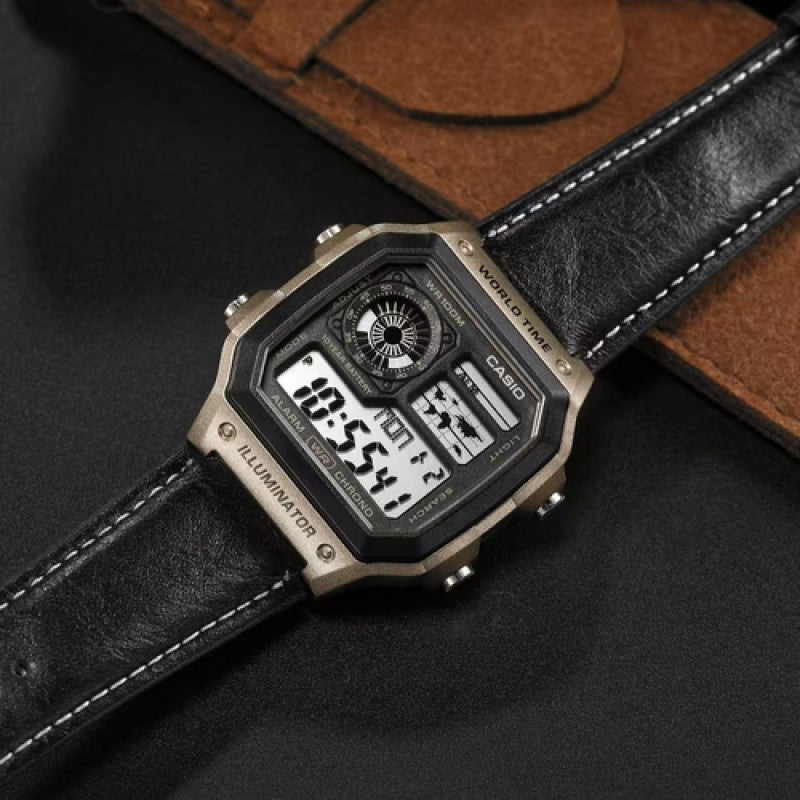 CASIO 1200 leather strap metal body