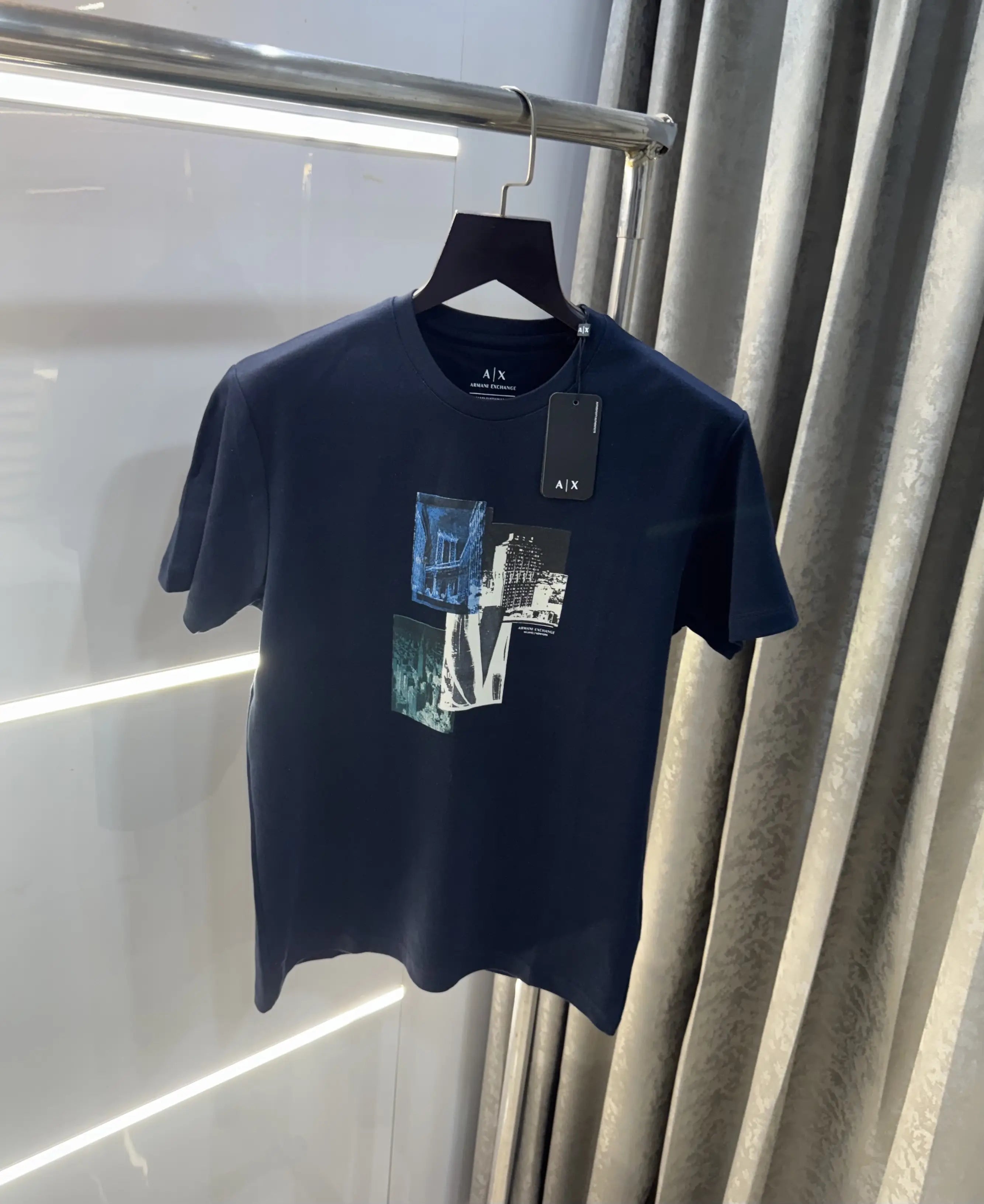 Arman i Exchange Navy Blue Logo Print Imported T-Shirt Secondary image