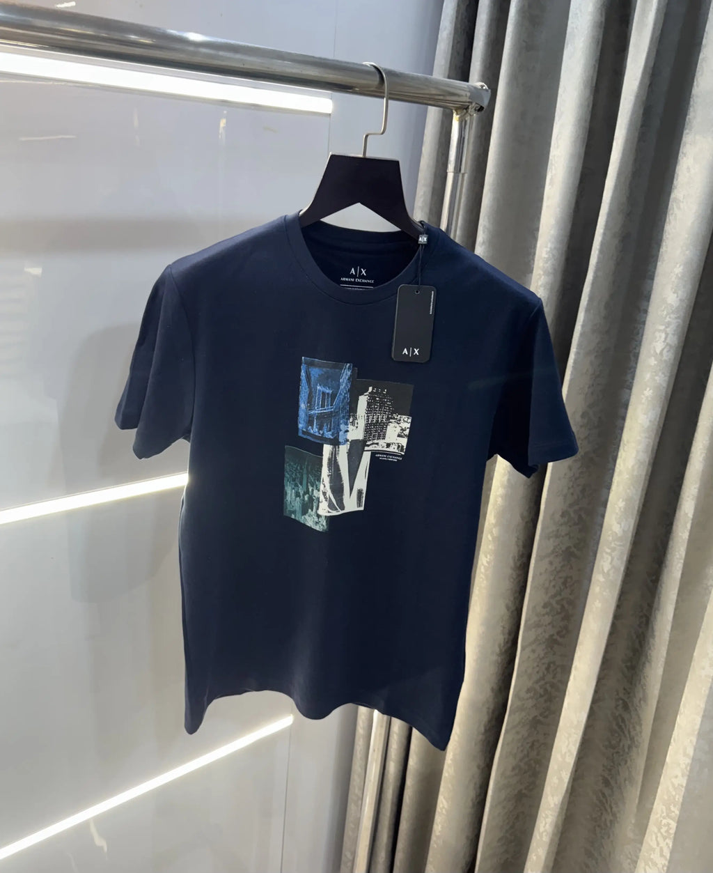 Arman i Exchange Navy Blue Logo Print Imported T-Shirt