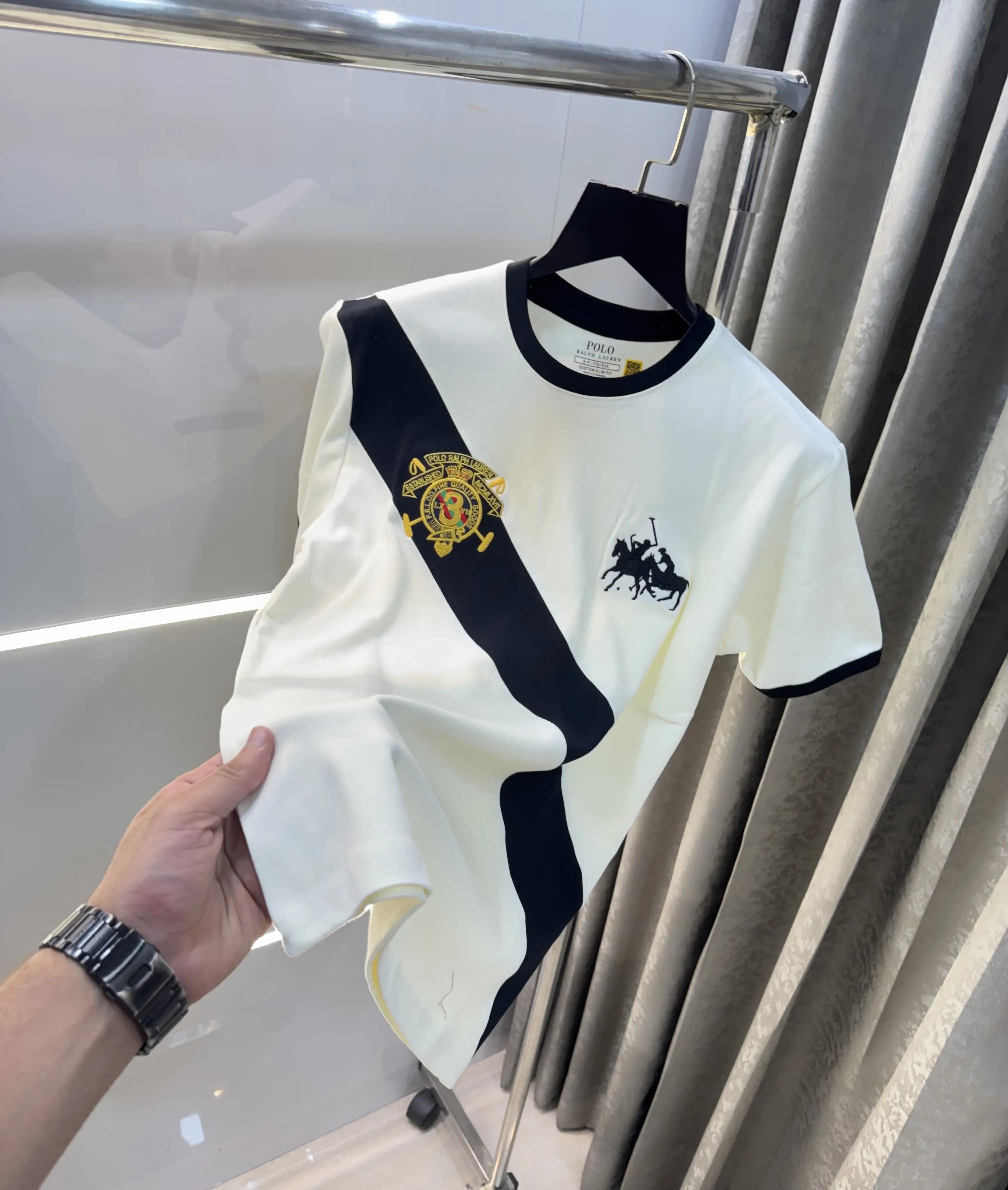Ralph Lauren Cream Logo Work Imported T-Shirt
