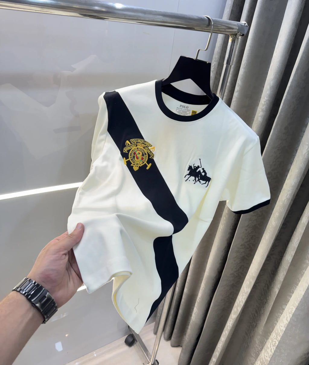 Ralph Lauren Cream Logo Work Imported T-Shirt