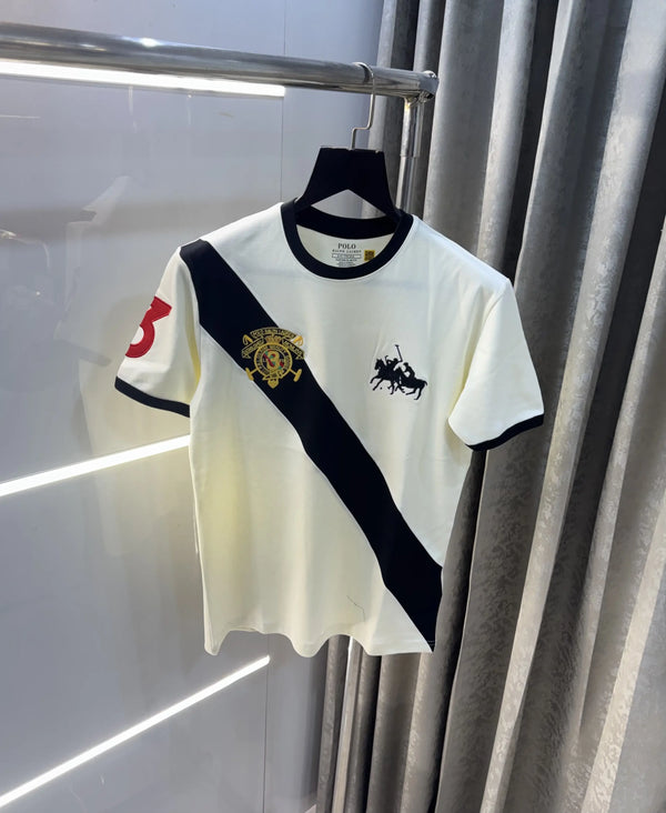 Ralph Lauren Cream Logo Work Imported T-Shirt