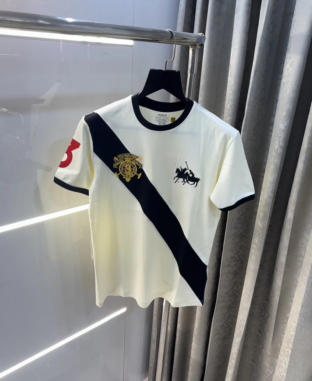 Ralph Lauren Cream Logo Work Imported T-Shirt
