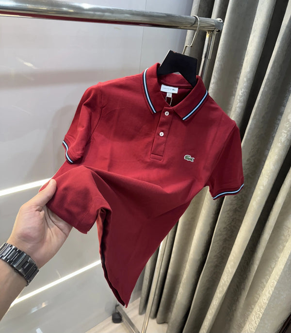 Lacost e Maroon Embroidery Logo Premium Polo T-Shirt