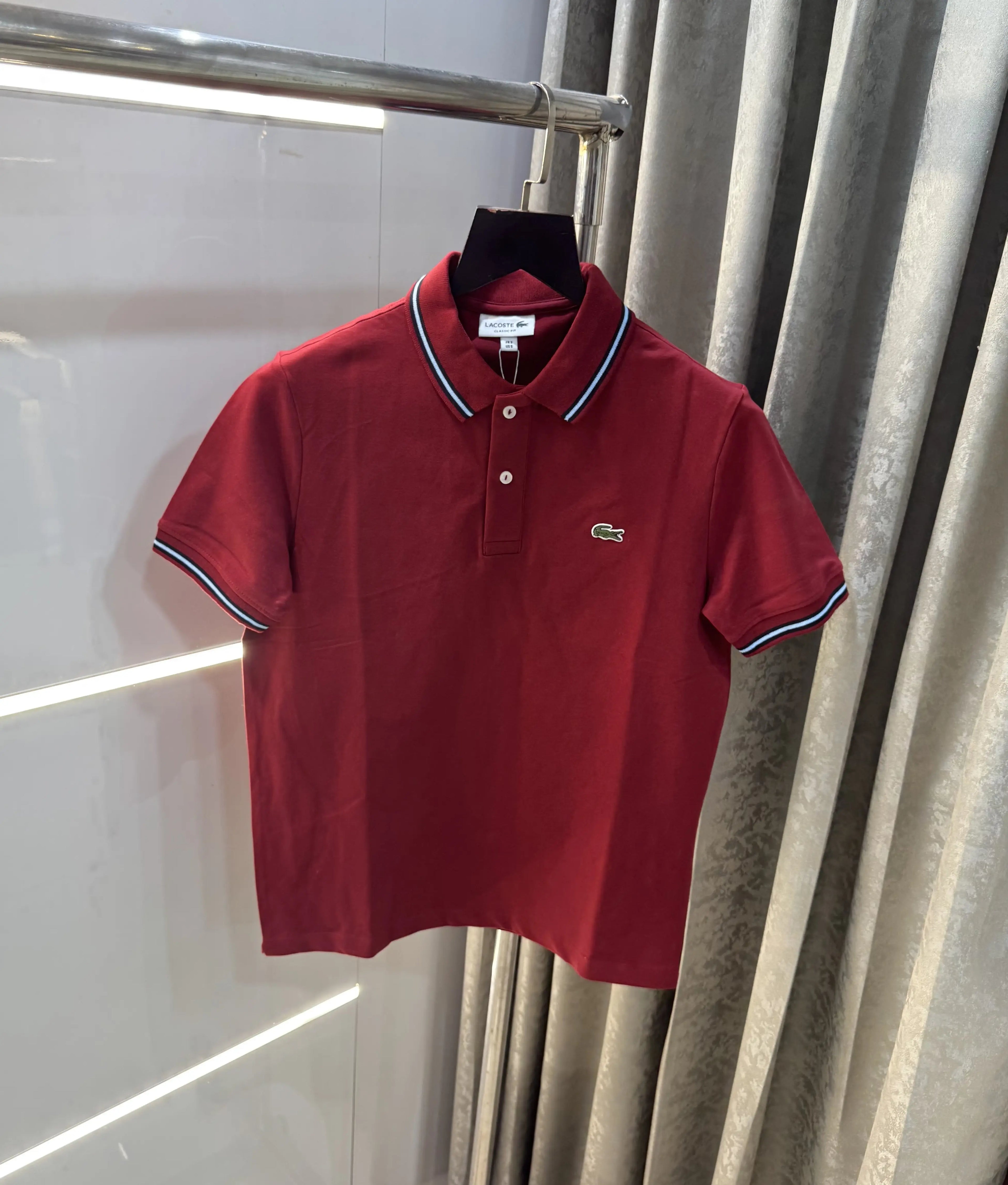 Lacost e Maroon Embroidery Logo Premium Polo T-Shirt